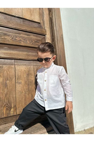 favorimkids New WHITE Shirt 100% linen (Single Shirt)
