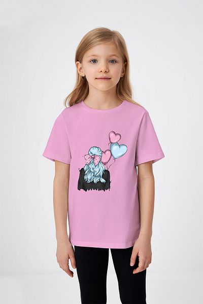 ADABEBEK Heart Balloons Printed Girl's T-Shirt