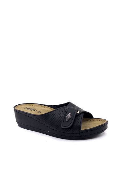 ARYAN 09-701 Black Women's Wedge Heel Slippers