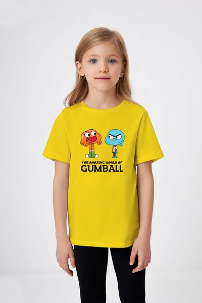ADABEBEK Amazing World of Gumball and Darwin Printed Girl's T-Shirt