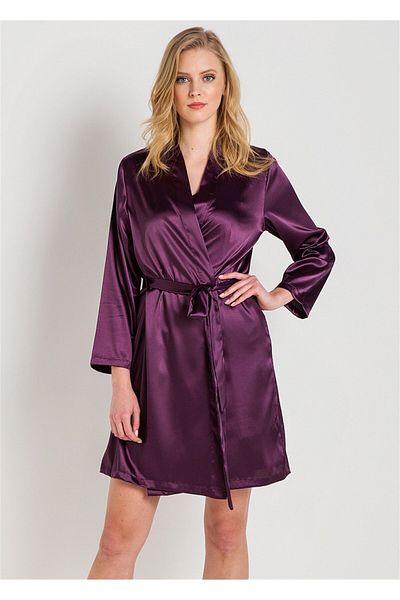 Magic Form Plain Satin Fabric Short Dressing Gown - 30428