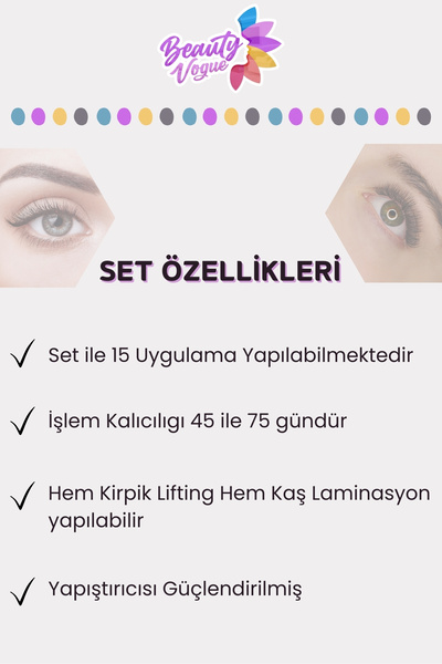 Beauty Vogue Kirpik Lifting Seti Lash Kaş Kirpik Perma Tam Set Profesyonel