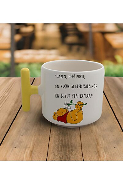 HobiShop Duble Türk Kahvesi Fincanı & Espresso Winnie The Pooh Motto T Sarı K...