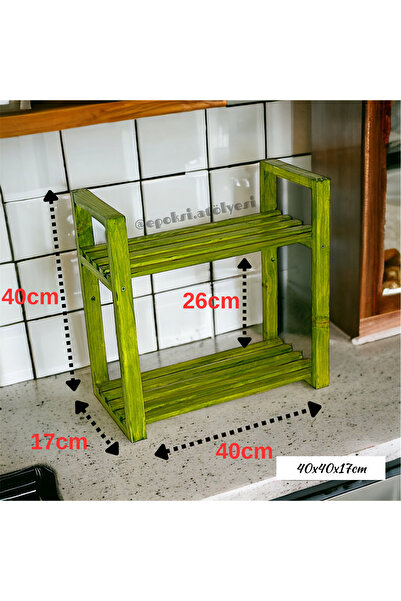 kendimarkan Ahşap raf 2li yeşil