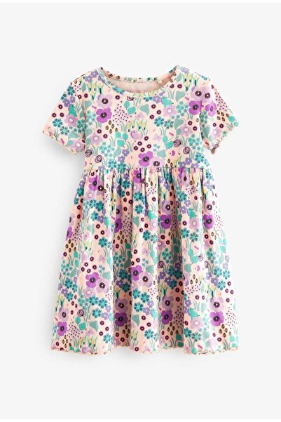 Next Baby %100 Pamuk Leylak Mor Çiçekli Elbise