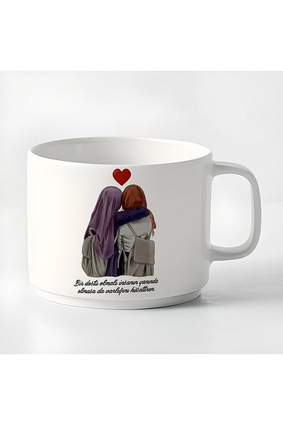 HobiShop Double Turkish Coffee Cup & Espresso Bff Friend Motto Cup Mug 180 Ml