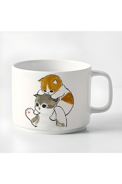 HobiShop Double Turkish Coffee Cup & Espresso Friendly Naughty Kittens 180 Ml