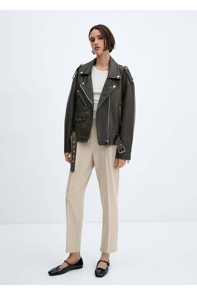 MANGO Woman Pleated straight cut pants
