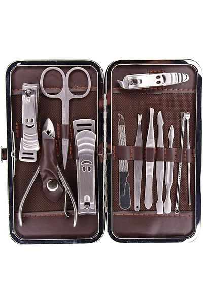 FRAME 34 13 Pieces Manicure Pedicure Set with Bag Care Hand Foot Nail Clipper Rasp Tweezer Pliers Acne Needle