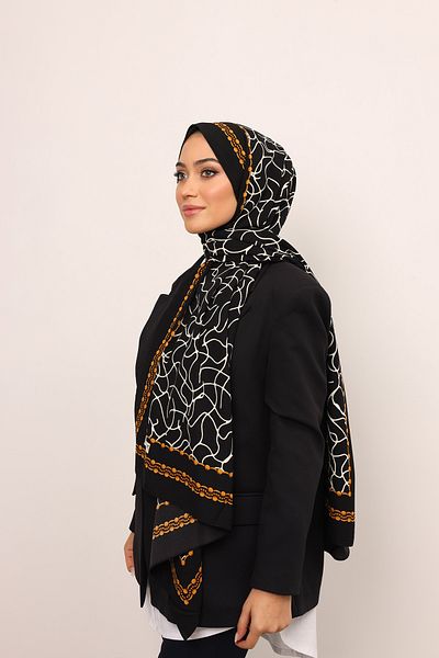 HAREM SCARF Σάλι Ivy-Black Medina Pattern