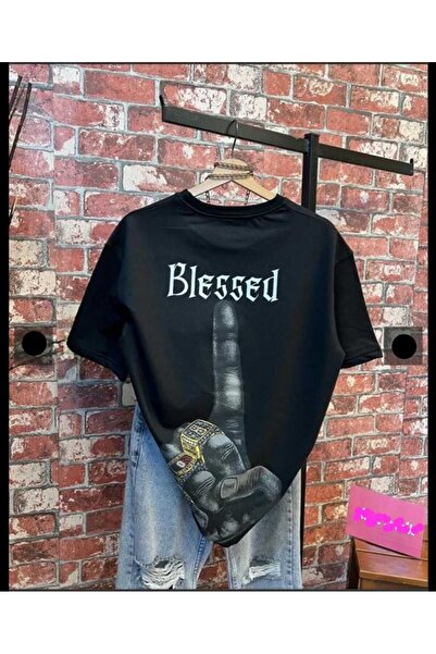 Oneoctobeer Tricou oversize negru cu imprimeu pe spate Marime mare