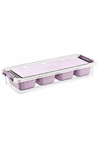 Pink Cat Kitchen Maxi 4 Compartment Multi-Purpose Storage Box with Lid Plastic Breakfast Storage Container Organizer 2.5lt