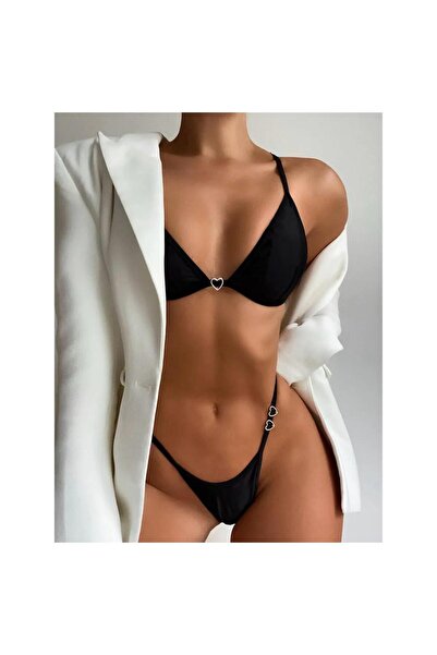 DESİGNEDBYD Kadın Kalpli Aksesuarlı Romantik Bikini Takımı 2 Parça Bikini Set...