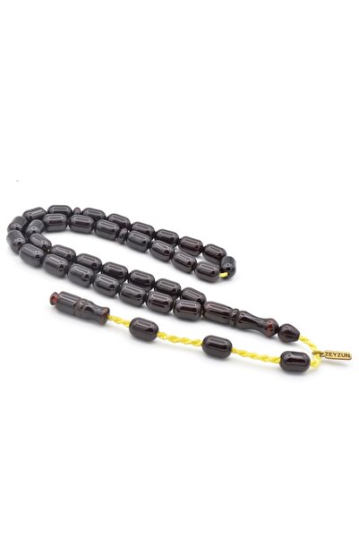 Murty99 Zeyzun Usta Imzalı Kapsül Model Koyu Kahverengi Sıkma Kehribar Tesbih