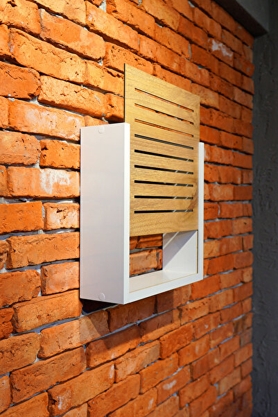 DOĞAN LİFE Modem Saklama Kutusu Sürgülü Model Yukarı Açılır 35Y x 35G x 11D Çizgili Meşe