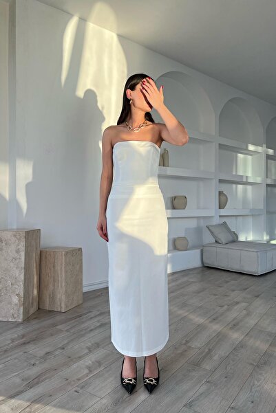 Seda Yalçın Atelier Екрю спідниця з розрізом ззаду та блискавкою