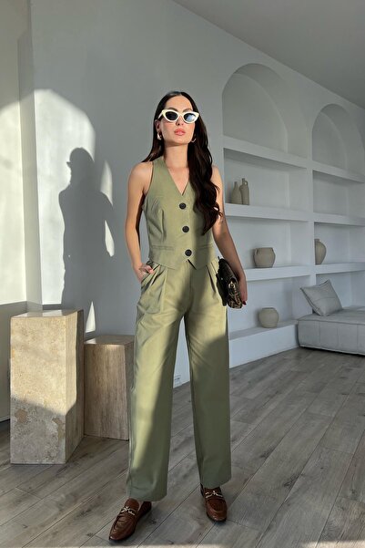 Seda Yalçın Atelier Khaki Pleat Detailed Masculine Trousers