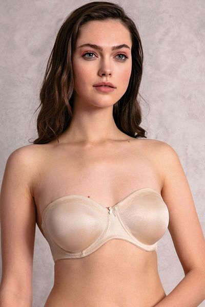 Anıl Women's Skin Underwire Micro Shiny Daily Supportless Padding-Free Strapless Bra 3591