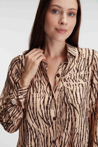 Anıl 5820 Home Wear Sleeve V-neck Women's Viscose Leopard Print Summer Knitted Regular Waist Mini Nightgown