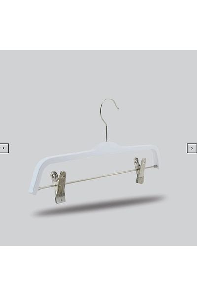 NYN Wooden Skirt Pants Hanger with Latch White Color 3 Pieces