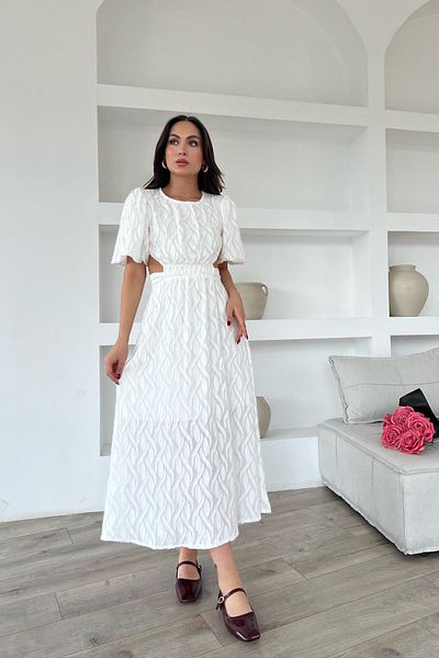 Seda Yalçın Atelier Ecru Balloon Sleeve Back Detailed Belted Dress