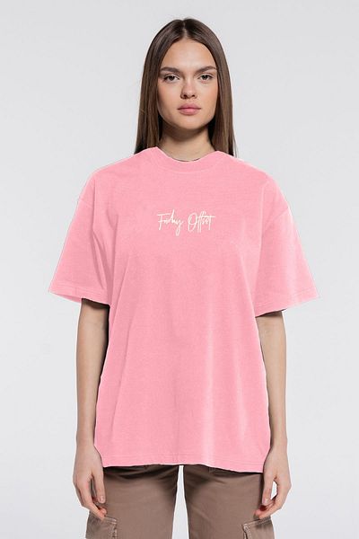 Friday Offset Friday Tee Pink γυναικείο μπλουζάκι 100% βαμβακερό εξαιρετικά μεγάλου μεγέθους Crew Neck