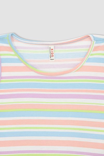 DeFacto Girl's Regular Fit Stripe Patterned Sleeveless Cotton Combed Summer Dress T2575a622sm