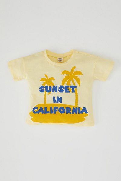 DeFacto Baby Boy Patterned Crew Neck Combed Cotton Short Sleeve T-Shirt X6812a222hs