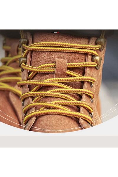 Palwin 140 Cm Dark Yellow Brown Corded Round Boot Laces, Extra Sturdy Shoelaces, 1 Pair