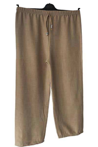 PARİS WOMEN'S LARGE SIZE BOL CUT BLACK LINEN PANT-BOTTOM