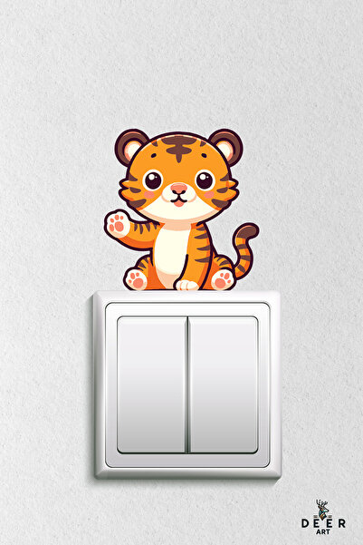 deer art Αυτοκόλλητο πρίζας - Διακοσμητικό αυτοκόλλητο τοίχου Cute Tiger Kids...
