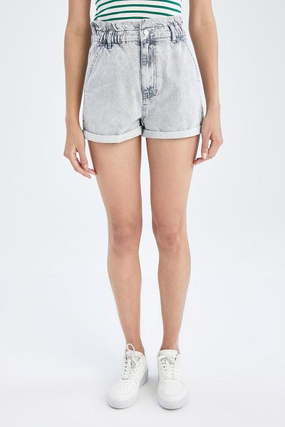DeFacto Paperbag Fit High Waist Mini Jean Shorts aus 100 % Baumwolle X6849az22sm