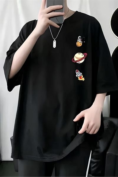 Gofeel Μαύρο μπλουζάκι Unisex Astronaut Saturn