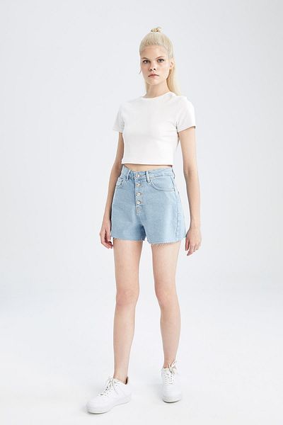 DeFacto Pantaloni scurți Mom Fit cu talie înaltă, 100% bumbac Y0224az22sm