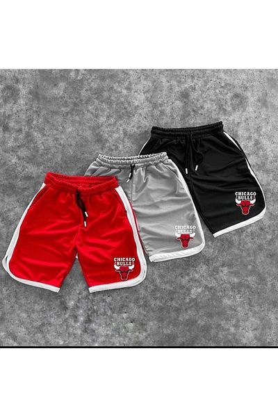 NewCabin New Season Trend Honeycomb Fabric 3-Piece Bulls Printed Shorts