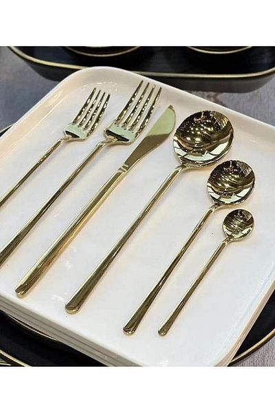 AROW LUXURY 36 PIECES MILANO GOLD FORK SPOON SET TR-3701-G