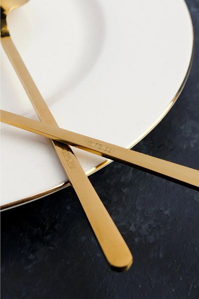 AROW LUXURY 36 PIECES MILANO GOLD FORK SPOON SET TR-3701-G