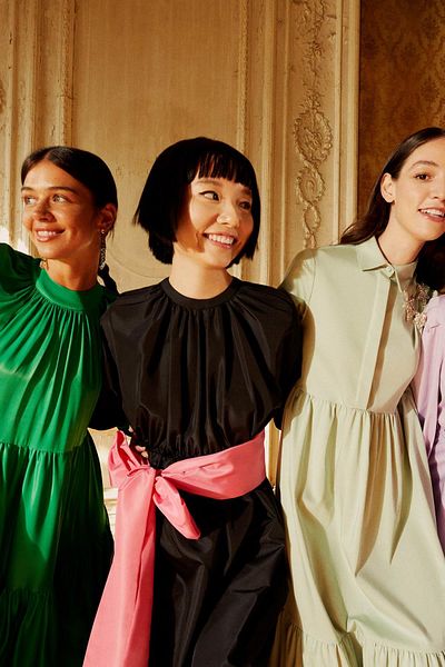 DeFacto Nihan Peker Design Crew Neck Balloon Long Sleeve Waist Sash Detailed Maxi Taffeta Dress Y3912az22sm