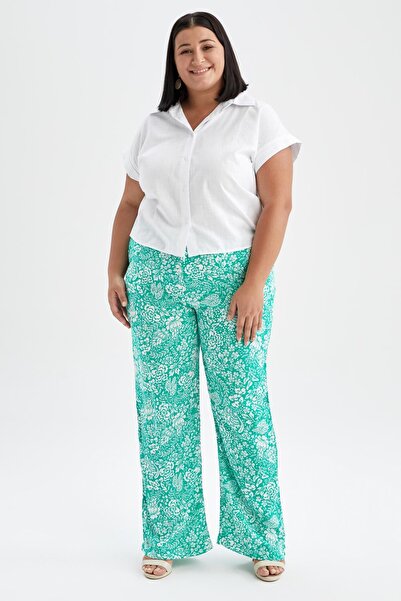 DeFacto Df Plus Palazzo - Kalhoty z viskózy, elastický pas, dlouhá délka Y3704az22sm