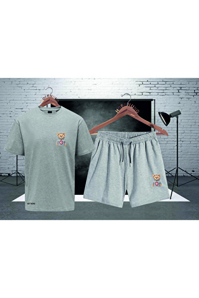 HOFFNUNG طقم شورت كامل بطبعة دب ألاباما مكون من 3 قطع من الأسفل إلى الأعلى