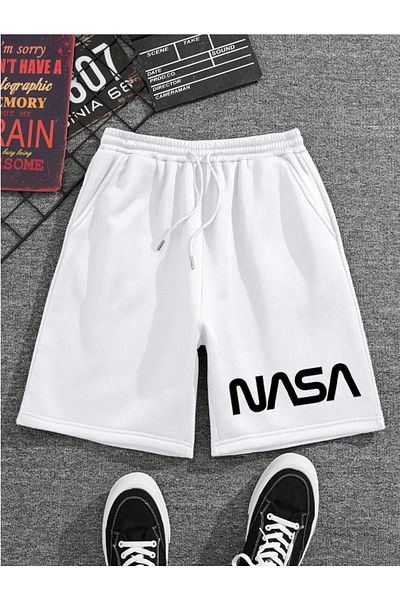 Revasser Unisex γυναικείο/ανδρικό πολύχρωμο βαμβακερό κοντό χτενισμένο σορτς Nasa custom printed