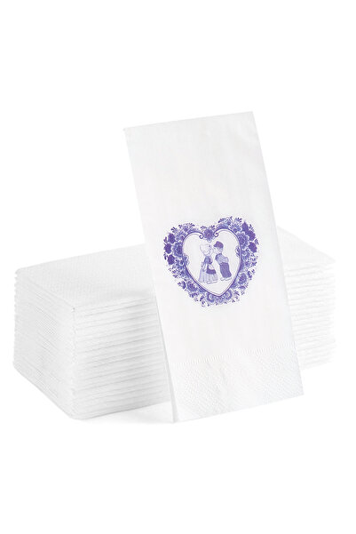 Matbaagraf Blue Heart Printed Presentation Serving Napkin 20pcs