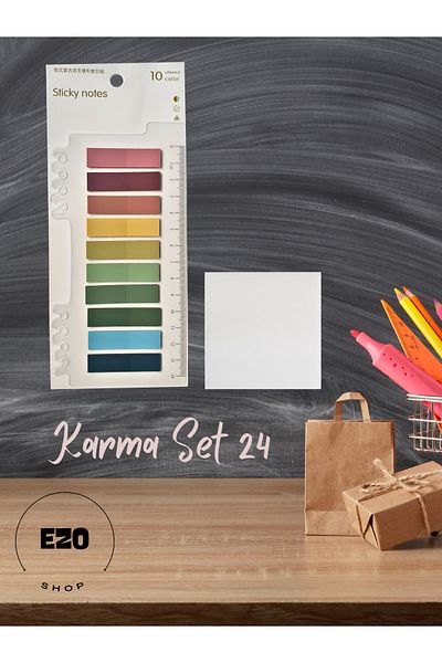 EZOSHOP 2 Piece Set Postit / Karenot 76x76cm Transparent Stylish Note Kagidi Kirtasiye Post It Mixed Set 24