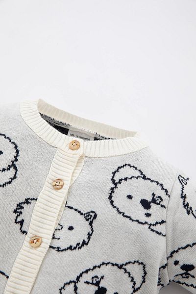 DeFacto Baby Boy Patterned Crew Neck Knitwear Cardigan Z1826a223sp