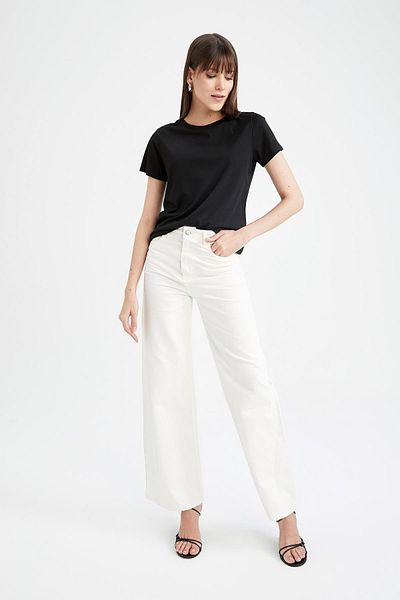 DeFacto Tricou cu mânecă scurtă cu decolteu obișnuit, de formă regulată, W7299az23sm