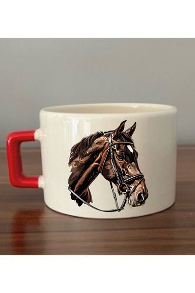 lili hediyelik Horse Head Themed Cup Mug Cup - Ceramic Tea, Coffee Gift Cup