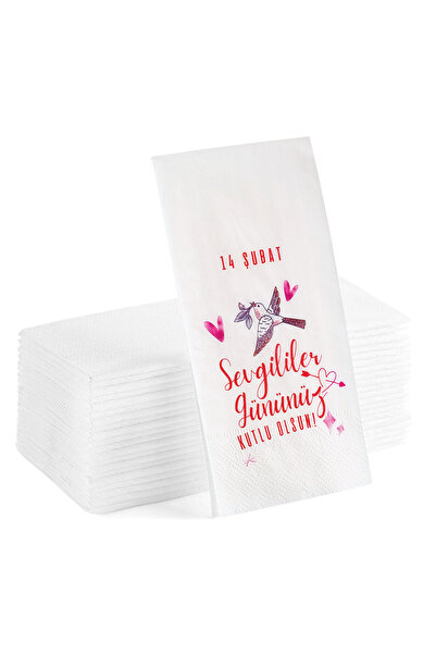 Matbaagraf 14 Şubat Sevgililer Günü Baskılı Sunum Servis Peçetesi 20li