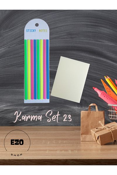 EZOSHOP Set of 2 Long Ribbon and Square Note Large Size Transparent Adhesive Note Paper Stationery Post It Mixed Set 23