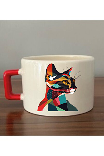 lili hediyelik كوب عصري على شكل قطة - كوب شاي من السيراميك، كوب هدية للقهوة