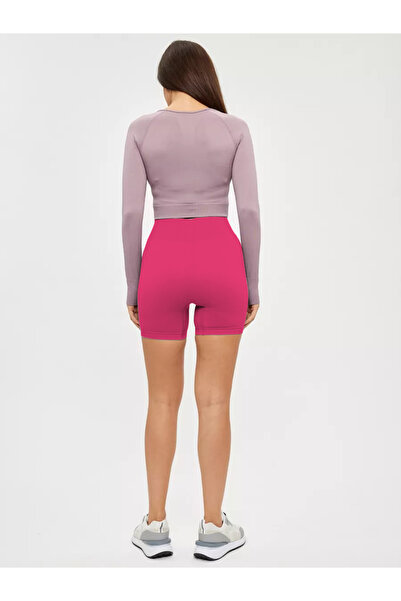 MİSTİRİK Jerovin Pattern Gathering Tricotat fără cusături Push Up Eficienți Pantaloni scurti Culoare roz